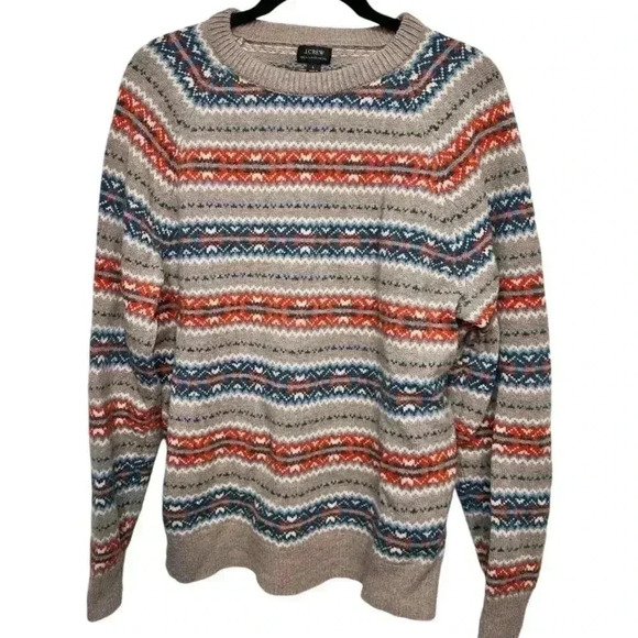 J. Crew Fair Isle 100% Lambswool Crewneck Fisherman Aesthetic Men's, size L - Picture 1 of 5